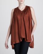 Donna Karan New York Draped Sleeveless Silk Tunic - Lyst
