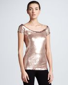 Donna Karan New York Sequined Cap-sleeve Top - Lyst