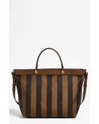 Fendi Pequin Large Logo Jacquard Tote - Lyst