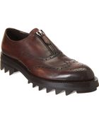 Prada Wingtip Center Zip Slipon - Lyst