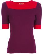 Tory Burch Bicolour Knit Top - Lyst