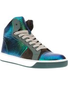 Lanvin Metallic Hitop Trainer - Lyst