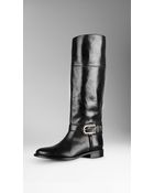 Burberry Buckle Buffalo Leather Boots - Lyst