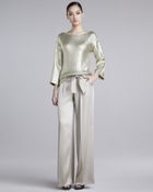 St. John Cary Liquid Satin Wide-leg Pants - Lyst