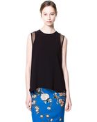 Zara Combination Fabric Top - Lyst