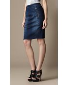 Burberry Zip Detail Denim Pencil Skirt - Lyst