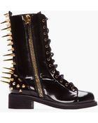 Giuseppe Zanotti Black Patent Leather Spiked Blok 40 Boots - Lyst