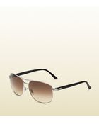Gucci Light Gold Metal Aviator Sunglasses - Lyst