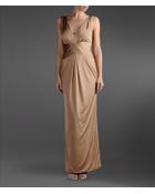 Emporio Armani Long Jersey Dress with V- Neck - Lyst