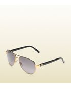 Gucci Aviator Black Glitter Sunglasses - Lyst