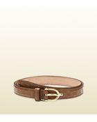 Gucci Microssima Skinny Belt With Spur Buckle - Lyst