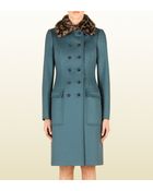 Gucci Wool Coat with Jaguar Print Mink Collar - Lyst