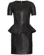 McQ by Alexander McQueen Leather Dress with Peplum - Lyst