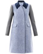 Carven Contrast Sleeve Wool Coat - Lyst