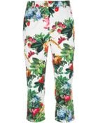 Dolce & Gabbana Floral Print Cropped Trouser - Lyst