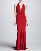Michael Kors Halter Ruched Gown Crimson - Lyst