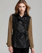 Burberry Brit Crofton Leather Coat with Canvas Sleeves - Lyst