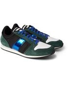 AMI Suede Mesh and Metallic Leather Sneakers - Lyst