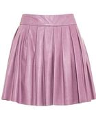 Alice + Olivia Box Pleat Leather Skirt - Lyst