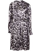Lanvin Leopard Print Flared Dress - Lyst