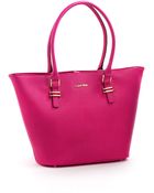 Calvin Klein Saffiano Leather Tote Bag - Lyst