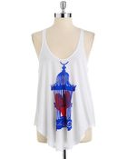 Junk Food Printed Racerback Tank Top - Lyst