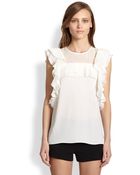BCBGMAXAZRIA Pleated Ruffle Top - Lyst