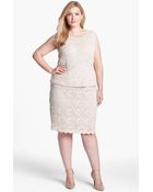 Donna Ricco Lace Peplum Sheath Dress - Lyst