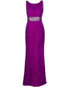 Notte By Marchesa Embroidered Draped Gown - Lyst