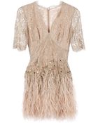 Matthew Williamson Floral Lace Feathered Dress - Lyst