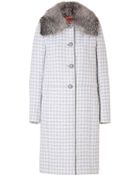 Missoni Wool-Silk Houndstooth Coat With Removable Fox Fur Collar - Lyst