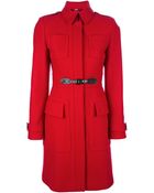 Burberry Fitted Coat - Lyst