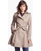 Betsey Johnson Lace Flap Double Breasted Trench Coat - Lyst