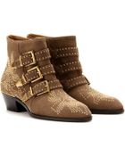 Chloé Susanna Studded Suede Buckle Ankle Boots - Lyst