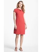 Eileen Fisher Drape Neck Jersey Dress - Lyst