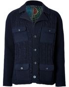 Etro Wool Cable Knit Cardigan with Silk Lining - Lyst