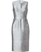 Prabal Gurung Silk-Cotton Darted Sheath Dress In Heather Grey - Lyst
