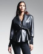 Donna Karan New York Belted Shawlcollar Leather Jacket Black - Lyst