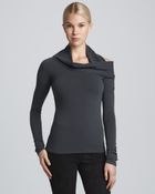 Donna Karan New York Slashshoulder Cowlneck Top Gunmetal - Lyst
