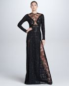 Elie Saab Long Sleeve Lace Gown - Lyst