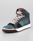 Lanvin Iridescent Leather Hightop Sneaker - Lyst