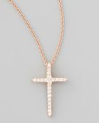 Roberto Coin 18k Rose Gold Diamond Cross Necklace - Lyst