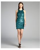 Andrew Marc Dark Emerald Sequin Dress - Lyst
