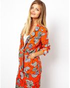 Asos Double Breasted Blazer in Bold Floral Print - Lyst