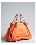 Chloé Bright Orange Leather Paraty Medium Top Handle Bag - Lyst