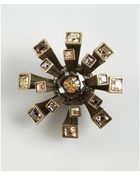 Lanvin Bronze Metal And Crystal 'Medals' Brooch - Lyst