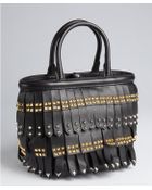 Prada Black Leather Studded Tassel Mini Top Handle Bag - Lyst