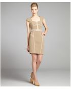 Rebecca Taylor Sandstone Stretch Woven Satin Trimmed Bustier Dress - Lyst
