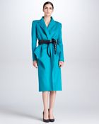 Oscar de la Renta Bustled Orylag-blend Coat Teal - Lyst