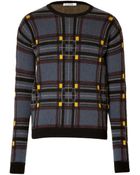 Jil Sander Cashmere Pullover In Black Tartan - Lyst